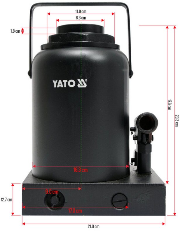 Домкрат бутылочный гидравлический 50 т YATO YT-17009, 300-480 мм