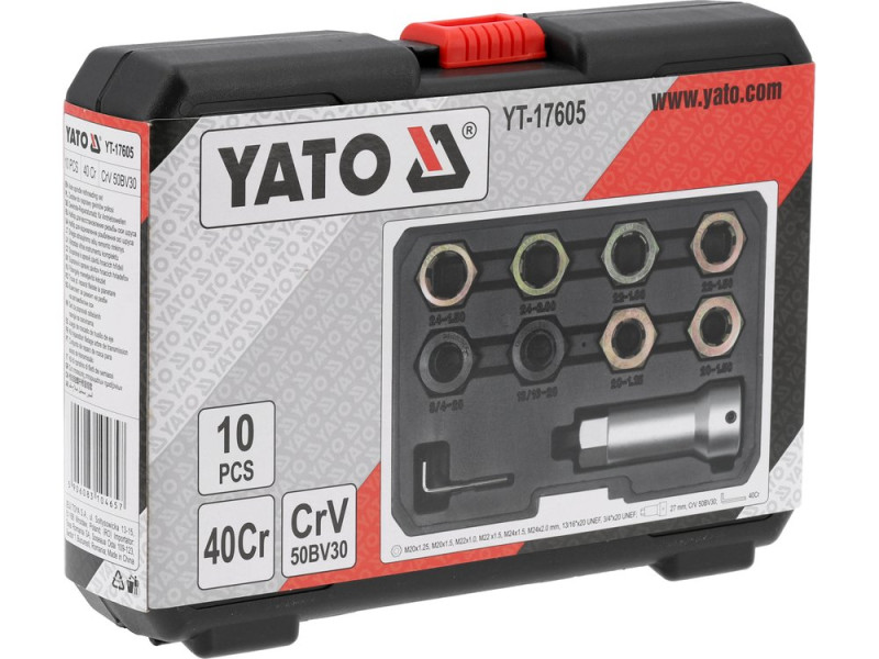 Набор для восстановления резьбы приводных валов YATO YT-17605, 10 шт