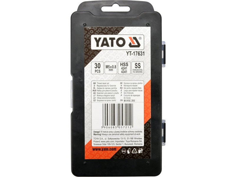 Набір для ремонту різьби M5×0,8 YATO YT-17631, 30 предметів