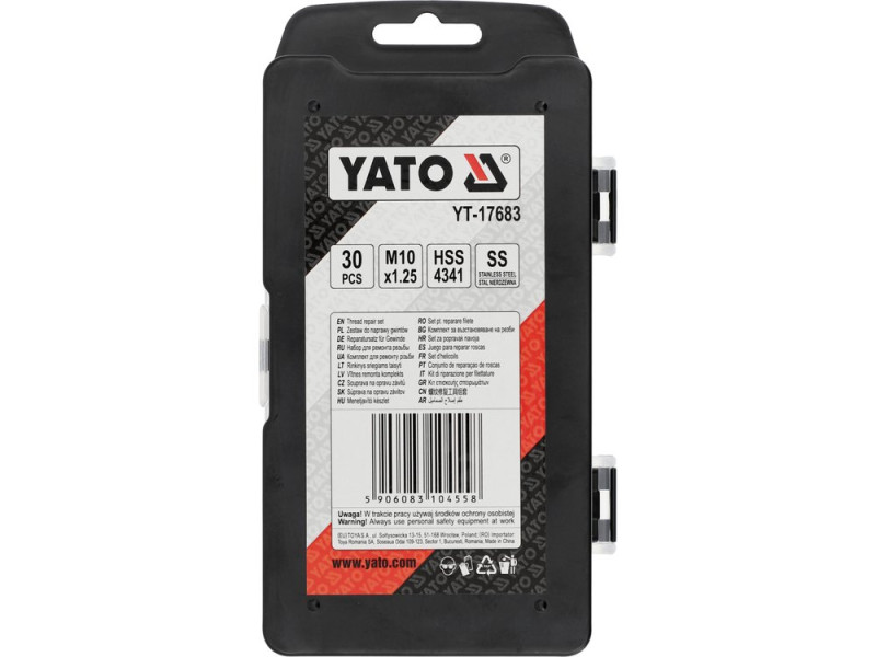 Набор для ремонта резьбы M10×1,25 YATO YT-17683, 30 шт, HSS