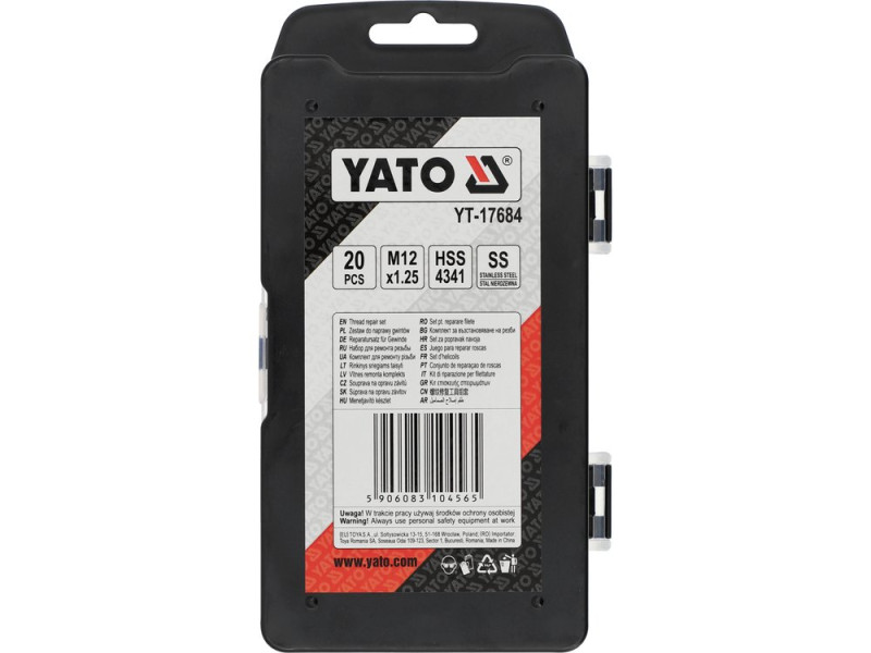 Набір для ремонту різьби M12×1,25 YATO YT-17684, 20 шт, HSS