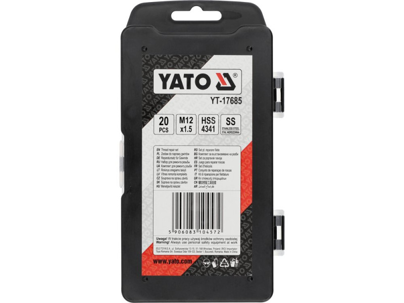Набір для ремонту різьби M12×1,5 YATO YT-17685, 20 шт, HSS