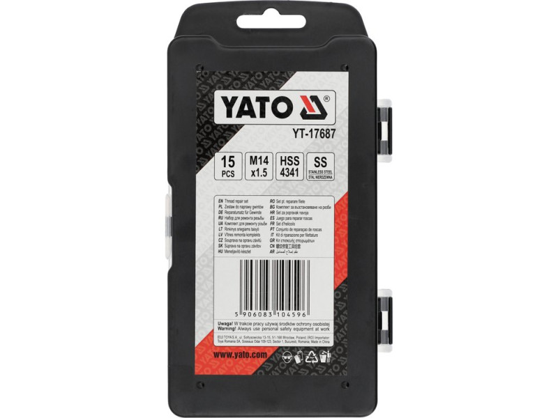 Інструменти і вставки для ремонту різьби YATO М14 х 1.5 мм, компл. 15 шт. (YT-17687)