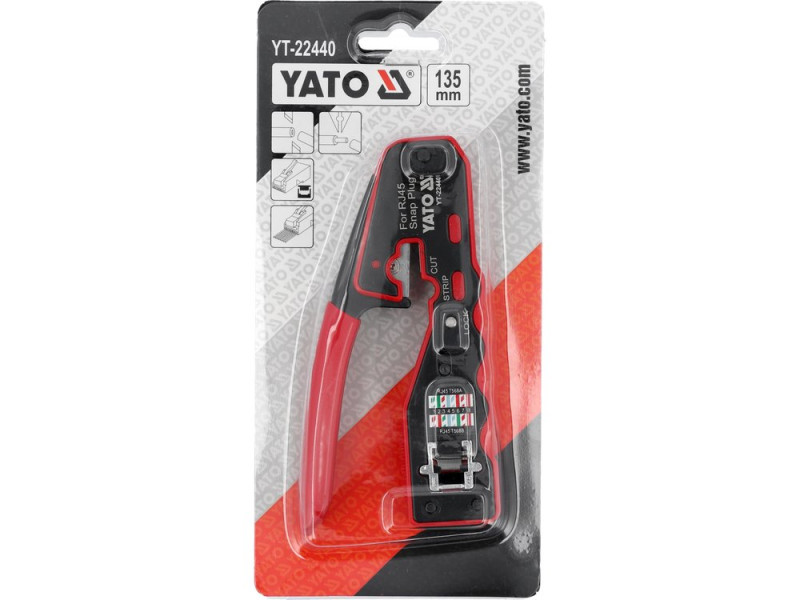Клещи для обжима RJ45 проходные YATO YT-22440, 135 мм