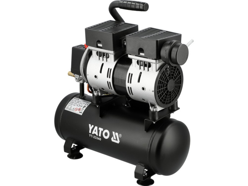 Компресор безоливний мережевий YATO 230 В, 550Вт, тиск ≤ 8Bar, под. повітря- 107 л/хв, ресивер- 6 л (YT-23340)