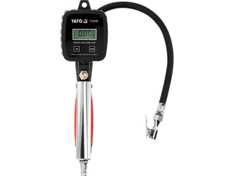 Пистолет для накачки шин цифровой YATO YT-23705, LCD, до 1,2 МПа