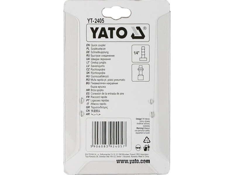 З’єднувач для шланга 1/4" YATO YT-2405, сталь Q235