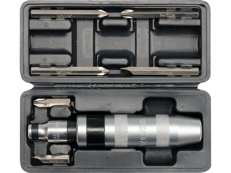 Викрутка реверсивна ударна YATO : квадрат 1/2", 7 насадок. 5/16" СrV (YT-2802)