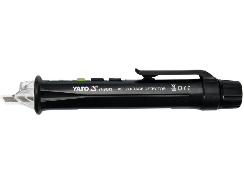 Индикатор напряжения сети индуктивный бесконтактный YATO: 12/48-1000 В, с фонарем, живл. 2 х ААА (YT-28313)