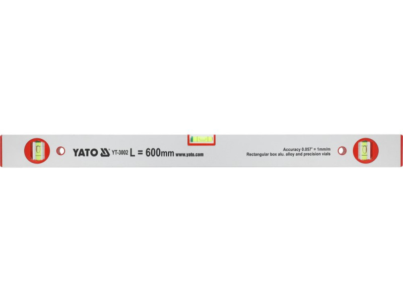 Рівень будівельний алюмінієвий YATO YT-3002, 600 мм, 3 вічка