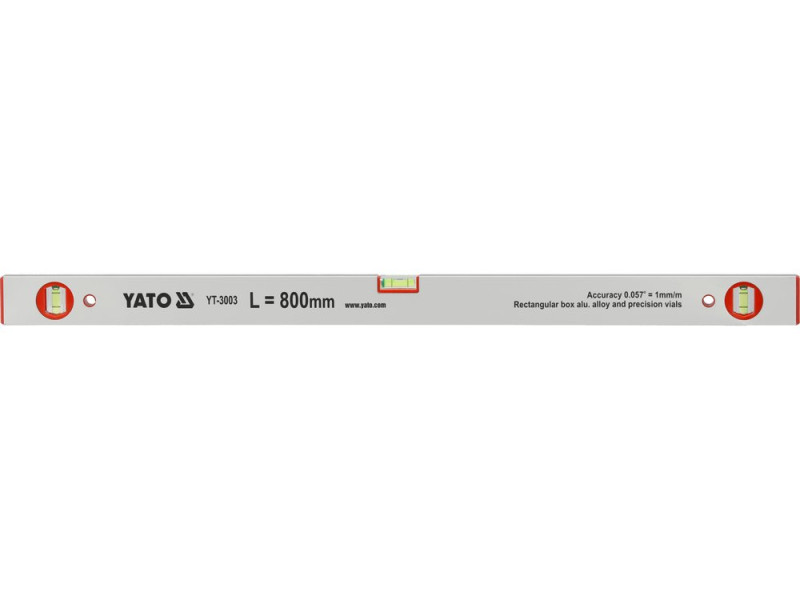 Рівень будівельний алюмінієвий YATO YT-3003, 800 мм, 3 вічка