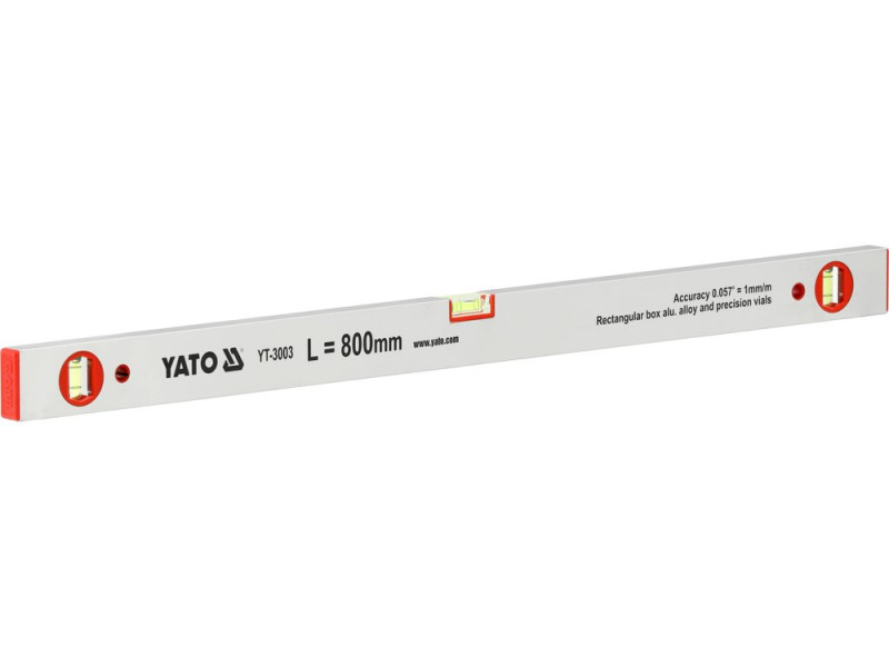 Рівень будівельний алюмінієвий YATO YT-3003, 800 мм, 3 вічка