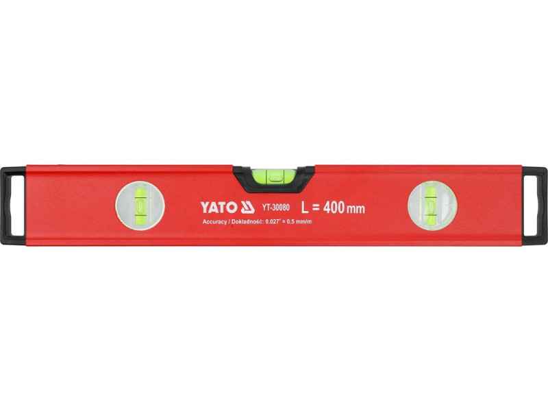 Уровень строительный алюминиевый YATO YT-30080, 400 мм, 3 глазка
