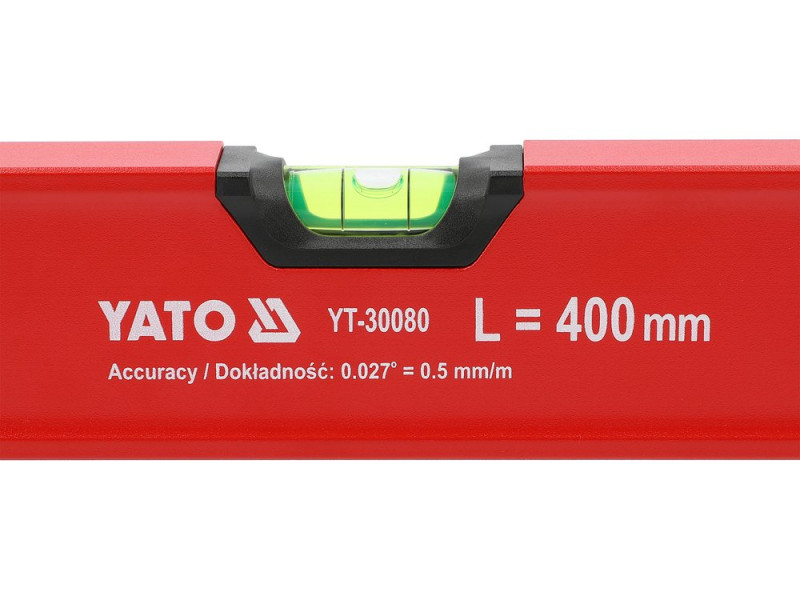 Уровень строительный алюминиевый YATO YT-30080, 400 мм, 3 глазка
