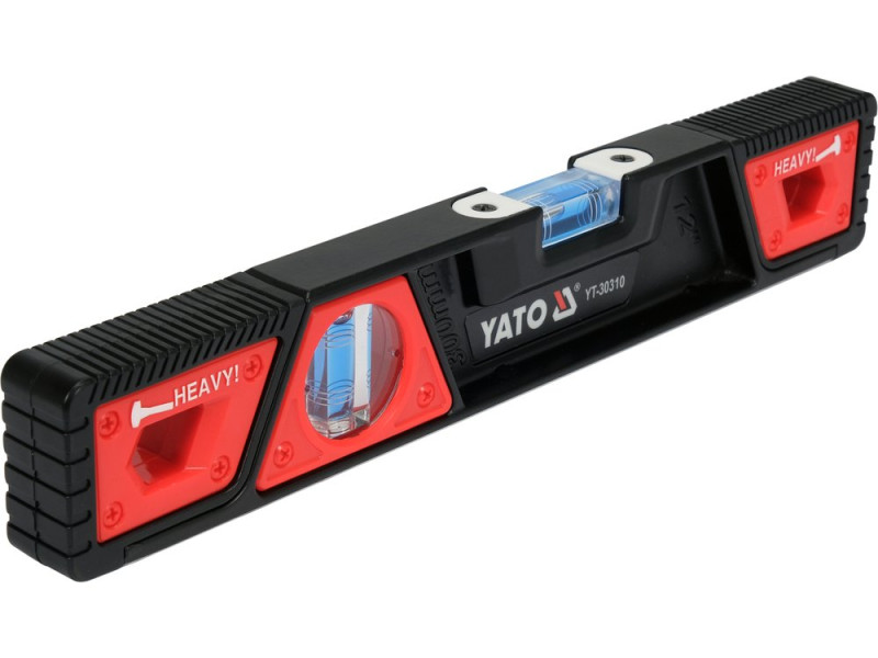 Уровень строительный магнитный YATO YT-30310, 300 мм, 2 глазка