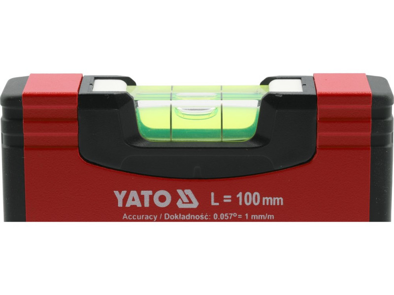 Рівень будівельний магнітний 100 мм YATO YT-30350, кишеньковий, 1 вічко