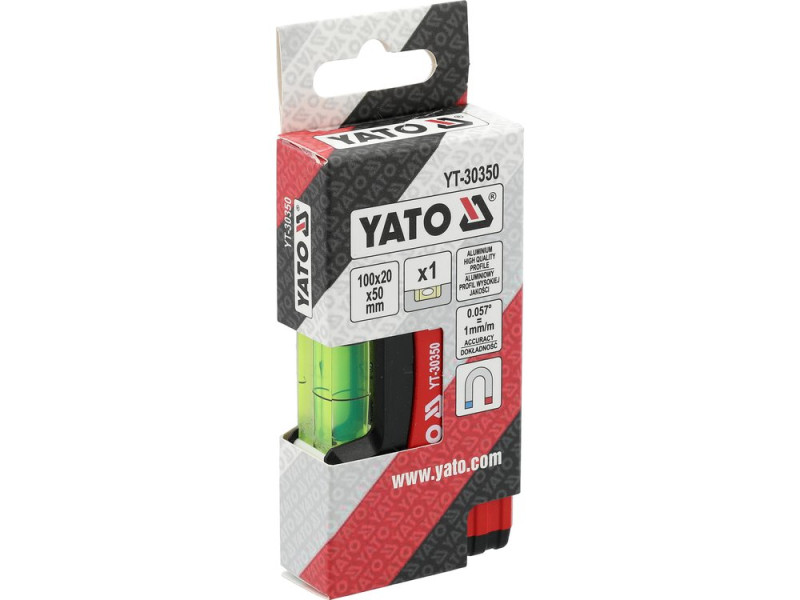 Рівень будівельний магнітний 100 мм YATO YT-30350, кишеньковий, 1 вічко