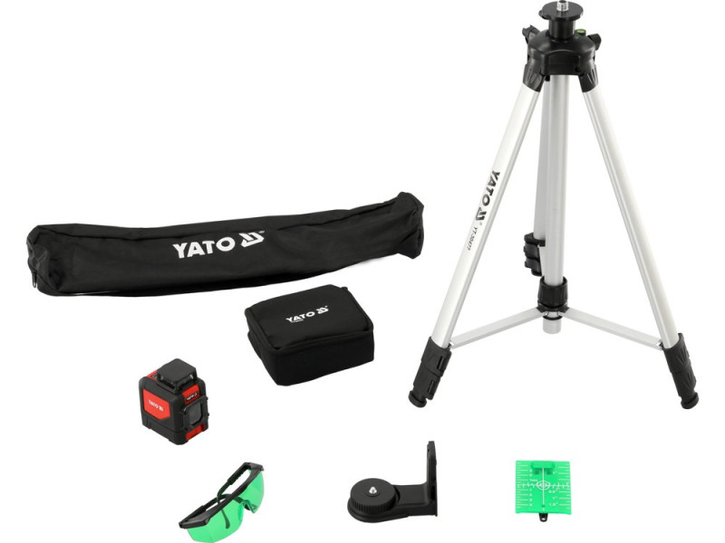Нівелір лазерний 5 ліній 360° зелений YATO YT-30440, штатив