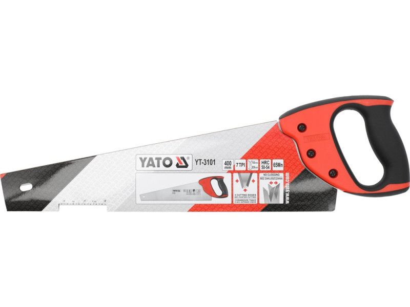 Ножівка по дереву 400 мм YATO YT-3101, сталь 65Мн, 7 TPI