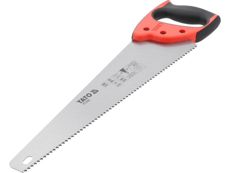 Ножовка по дереву 450 мм YATO YT-3102, сталь 65Мн, 7 TPI