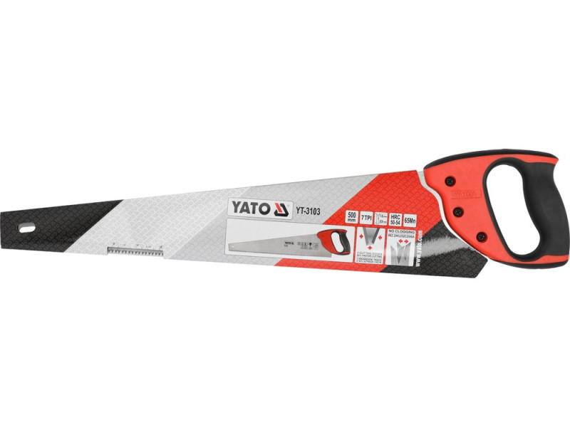Ножовка по дереву 500 мм YATO YT-3103, сталь 65Мн, 7 TPI