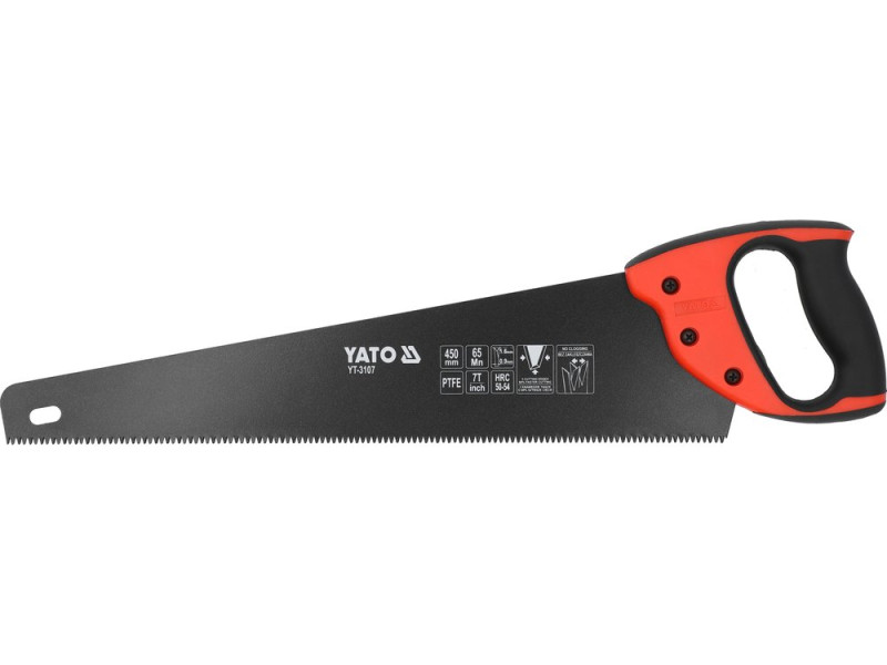 Ножівка по дереву 450 мм YATO YT-3107, PTFE, сталь 65Мн