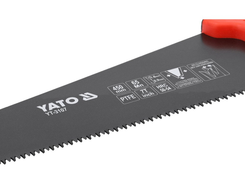 Ножівка по дереву 450 мм YATO YT-3107, PTFE, сталь 65Мн