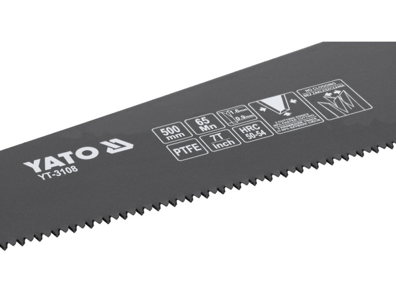 Ножівка по дереву 500 мм YATO YT-3108, PTFE, сталь 65Мн