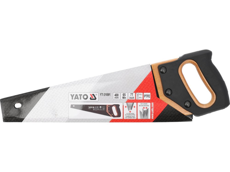 Ножівка по дереву 400 мм YATO YT-31091, PTFE, ручка дерево