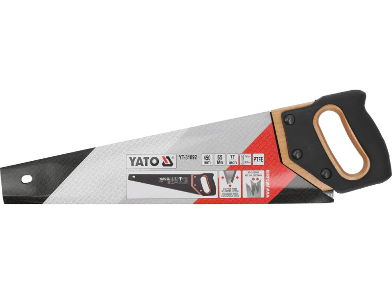 Ножівка по дереву 450 мм YATO YT-31092, PTFE, ручка дерево