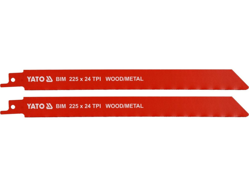 Полотно для сабельной пилы по дереву и металлу 225 мм YATO YT-33934, биметалл, 24 TPI, 2 шт.