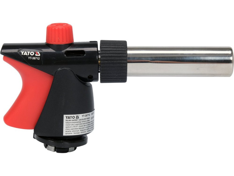 Горелка газовая YATO : цанговое соединение. PIEZO. 360°. до 2 кВт. t= 1300 ºC (EN417) (YT-36712)