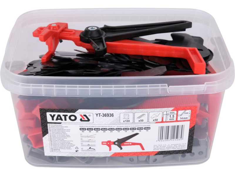 Клипсы, клинья, подкладки СВП для выкладки плитки YATO шов-1,5 мм, плитка t≤ 14мм. 100+ 50+50 шт (YT-36936)