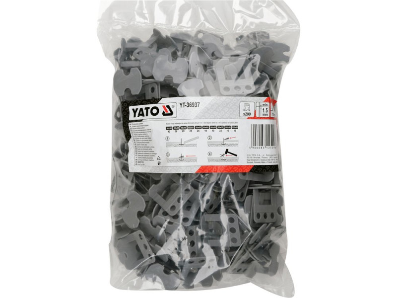 Кліпси СВП для викладання плитки YATO до шва- 1,5 мм, плитка t≤ 14 мм. 200 шт (YT-36937)