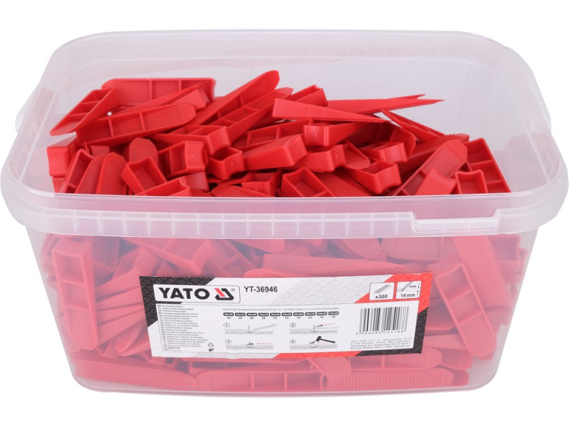 Клини СВП для викладання плитки YATO 94x22x16 мм до шва t≥ 1 мм, плитка t≤ 14 мм. 300 шт (YT-36946)
