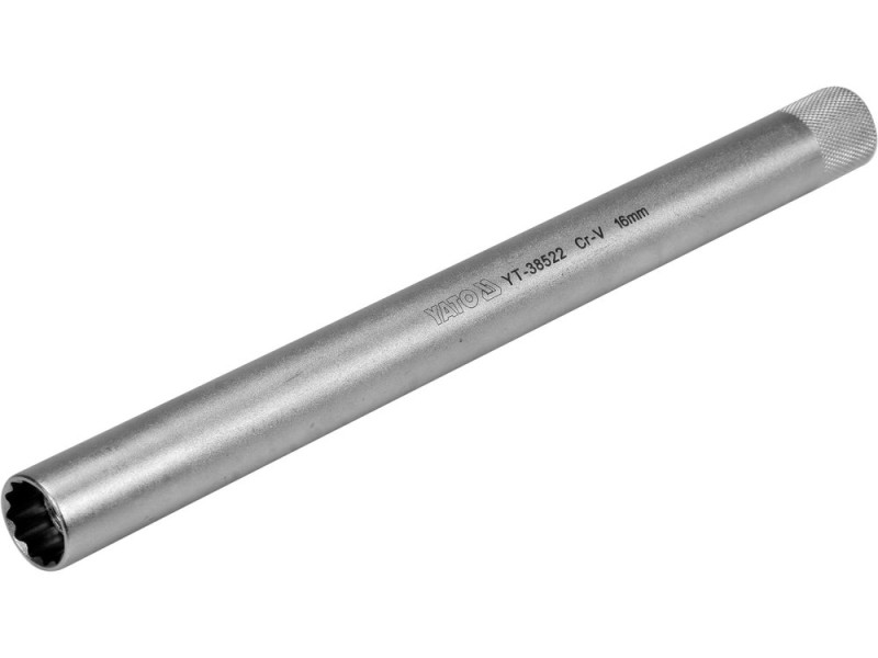 Головка торцевая свечная 16 мм 3/8" YATO YT-38522, 12-гранная, тонкостенная, магнит, 250 мм
