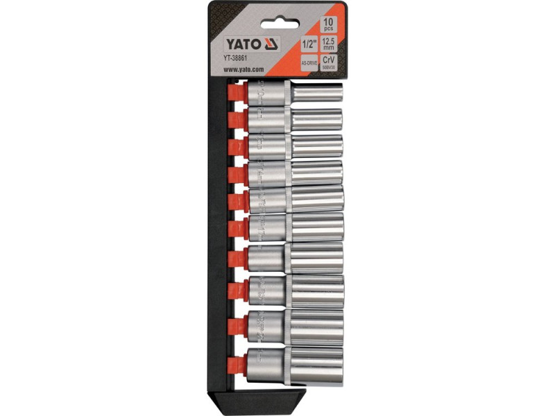 Набор головок торцевых 1/2" YATO YT-38861, 10 предметов, CrV, AS-DRIVE