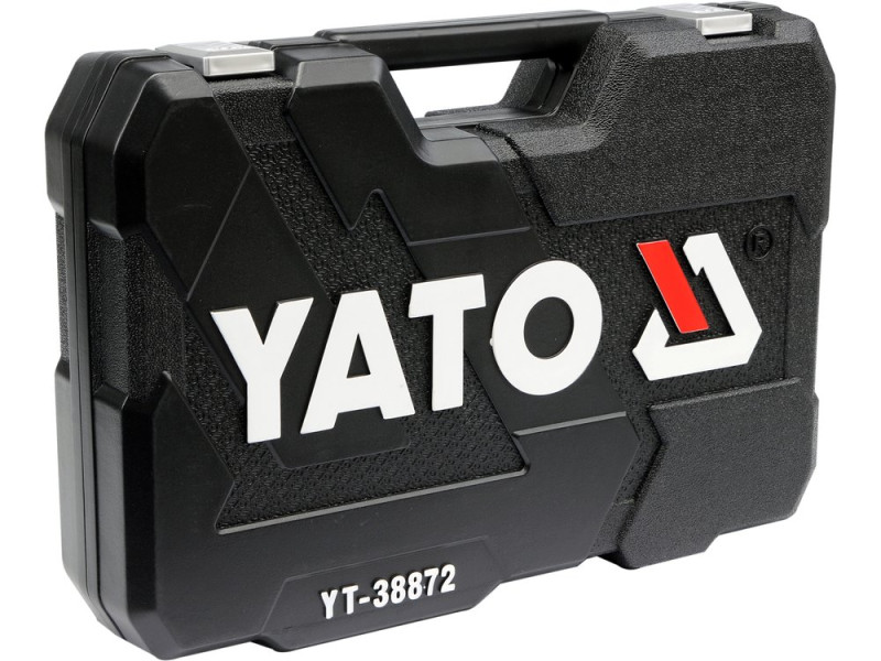Набір головок торцевих YATO : квадрат 1/2", 3/8", 1/4" з інструментами, насадками. 128 шт. (YT-38872)