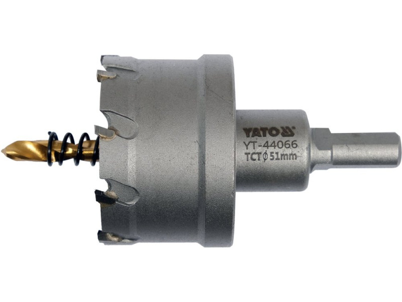 Коронка по металу TCT 51 мм YATO YT-44066, хвостовик 3/8", глибина 25 мм