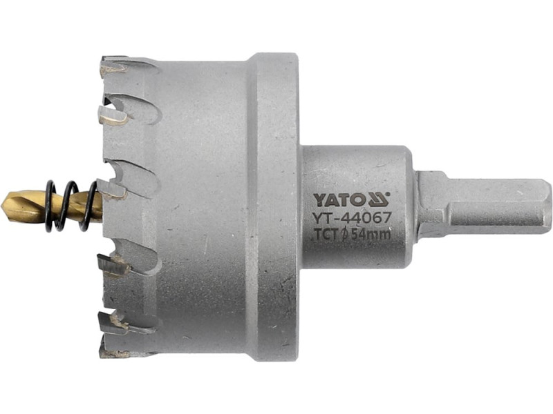 Коронка по металу TCT 54 мм YATO YT-44067, хвостовик 3/8", глибина 25 мм