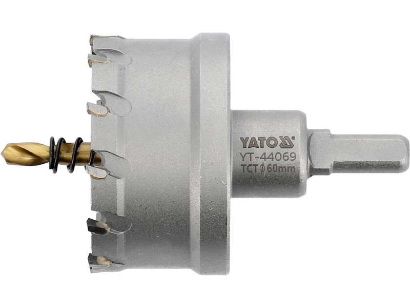Коронка по металу TCT 60 мм YATO YT-44069, хвостовик 3/8", глибина 25 мм