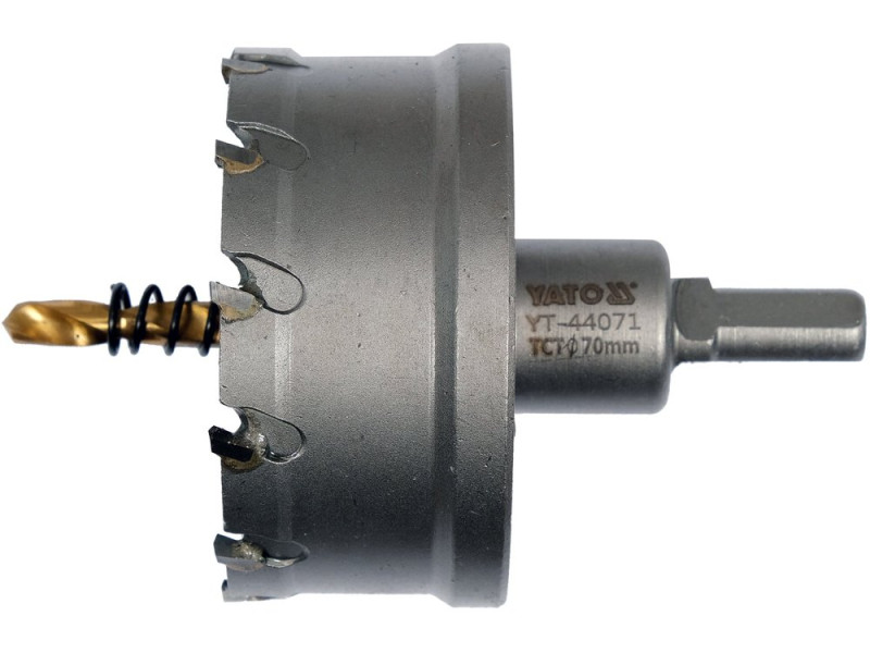 Коронка по металу TCT 70 мм YATO YT-44071, хвостовик 3/8", глибина 25 мм