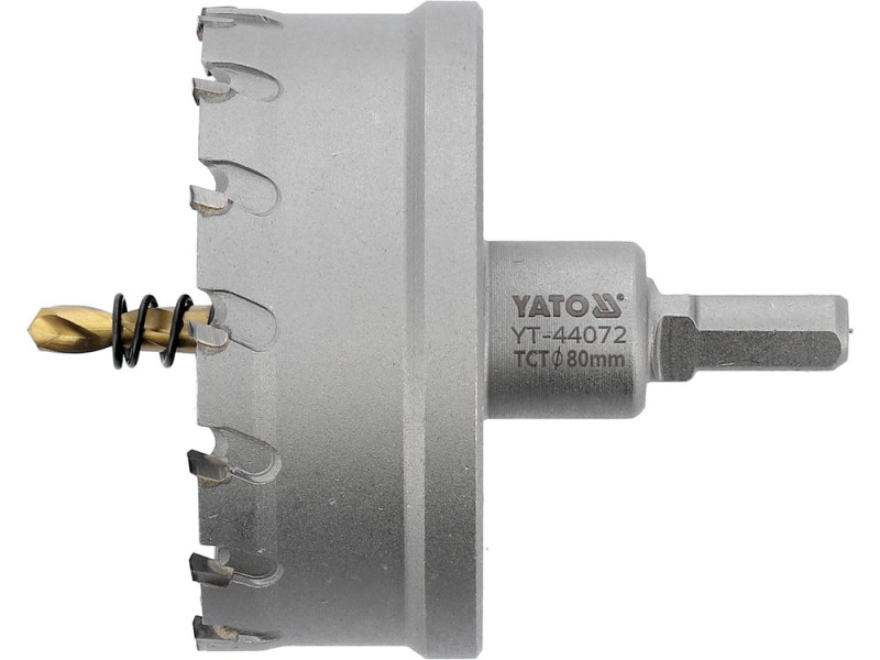 Коронка по металу TCT 80 мм YATO YT-44072, хвостовик 3/8", глибина 25 мм