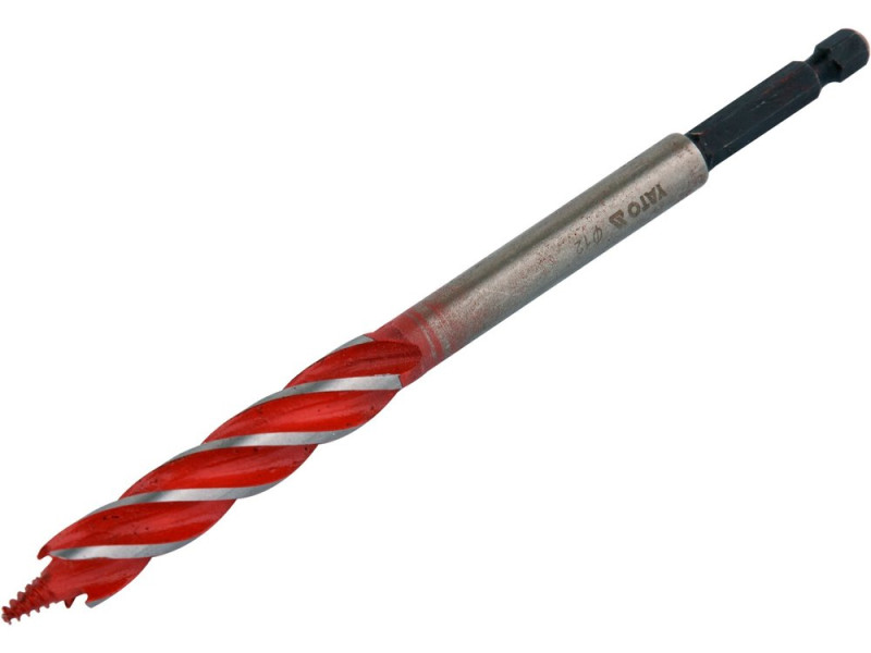 Сверло по дереву 12×165 мм YATO YT-44681, 4 кромки, HEX 1/4"