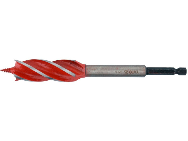 Свердло по дереву 20×165 мм YATO YT-44685, 4 кромки, HEX 1/4"