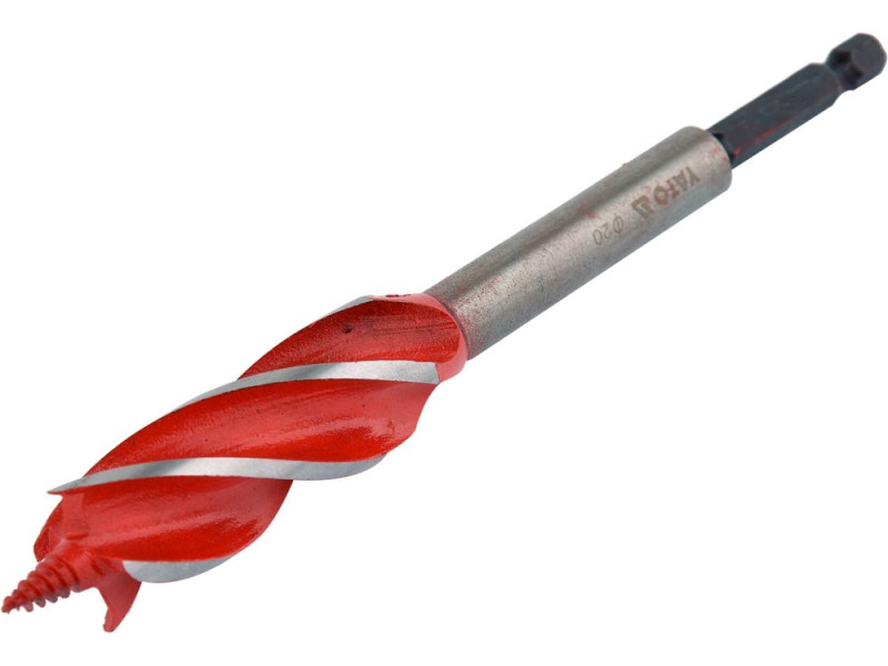 Свердло по дереву 20×165 мм YATO YT-44685, 4 кромки, HEX 1/4"