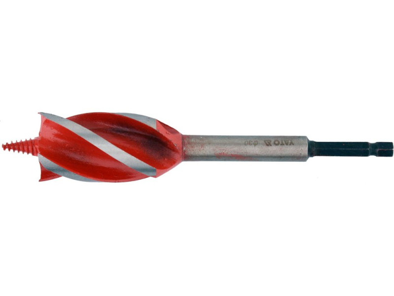 Сверло по дереву 30×165 мм YATO YT-44689, 4 кромки, HEX 1/4"
