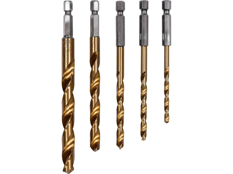 Сверла по металлу HSS TiN hex 1/4" YATO YT-44700, 4-10 мм, набор 5 шт