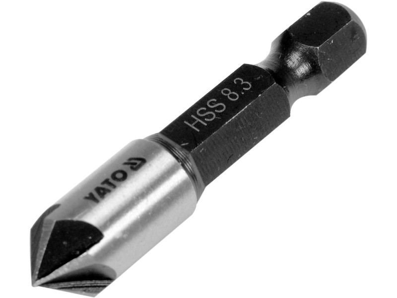 Зенкер конічний HSS 8,3 мм YATO YT-44722, 5 лез, хвостовик HEX