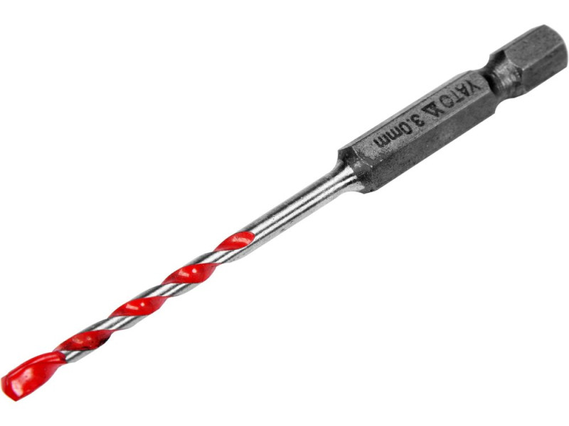Сверло универсальное твердосплавное 3×85 мм HEX 1/4" YATO YT-44780